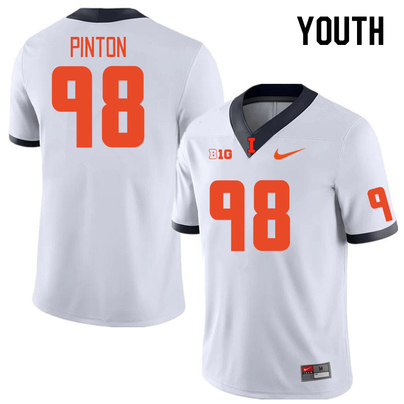 Youth #98 Fabrizio Pinton Illinois Fighting Illini College Football Jerseys Stitched Sale-White